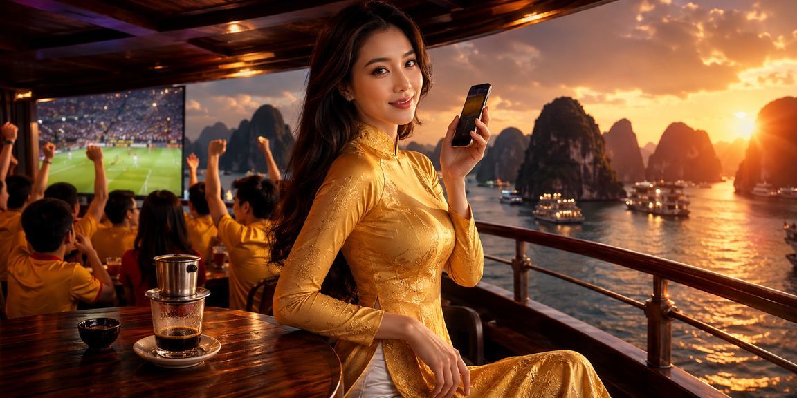 Người phụ nữ mặc áo dài tại Vịnh Hạ Long nhận bonus đăng ký tài khoản casino trực tuyến