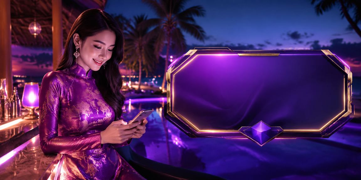 Người phụ nữ mặc áo dài tại Mũi Né nhận bonus nạp tiền và sử dụng voucher ưu đãi trực tuyến